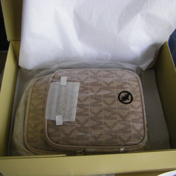 Michael Kors Jet Set Signature Logo Crossbody Bag Metallic Rose Gold Multi Boxed - Picture 8 of 10